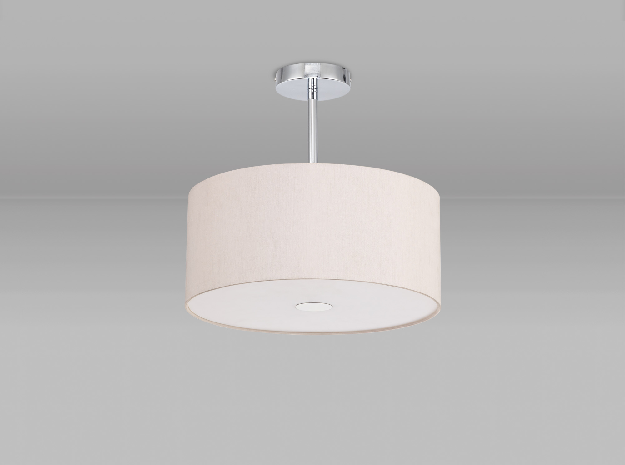 Baymont 40cm Semi Flush 1 Light Polished Chrome, Nude Beige/Moonlight, Frosted Diffuser DK0096  Deco Baymont
